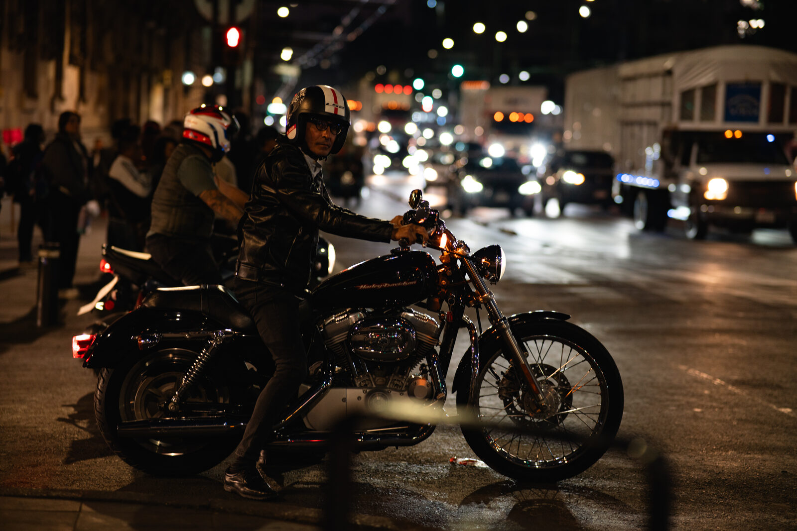 Mexico City night, motorcycle