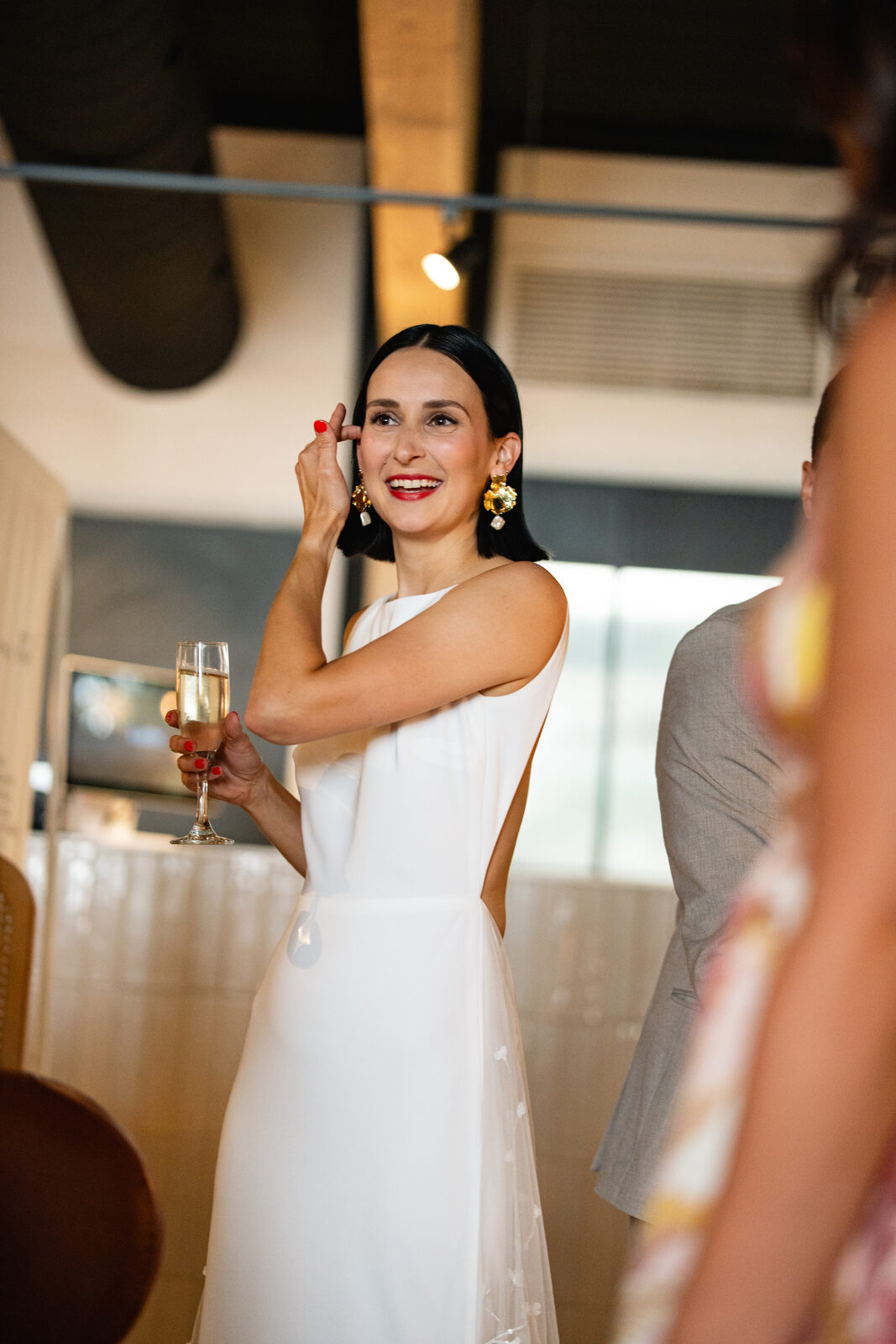 Wedding reception, candid toast